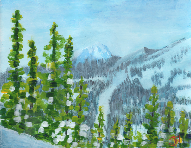 Acrylic on Cardstock 8.5 x 11in For Sale